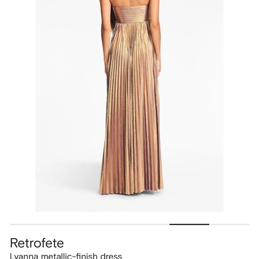 Gold Pleated Strapless  Gown - Picture 4 of 10